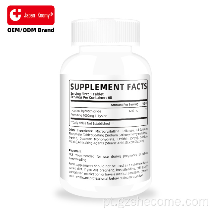 Shecome L-Lisina Tablets Suporte Imunológico